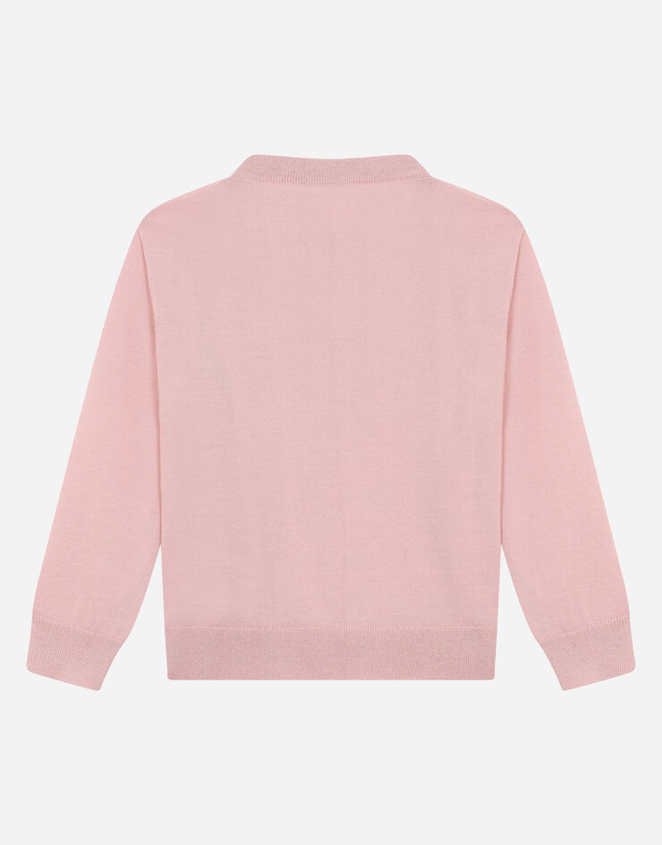 Dolce & Gabbana Cashmere round-neck sweater with DG logo embroidery Pink L4KWB2JAWF3