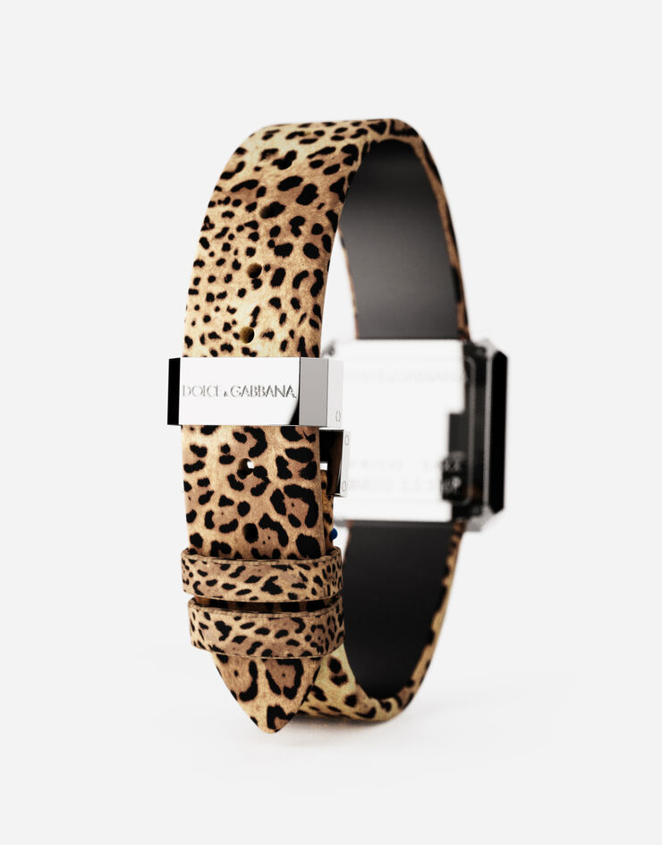 Dolce & Gabbana ساعة فولاذ مرصعة بالماس طبعة جلد فهد WWJC2SXCMDT