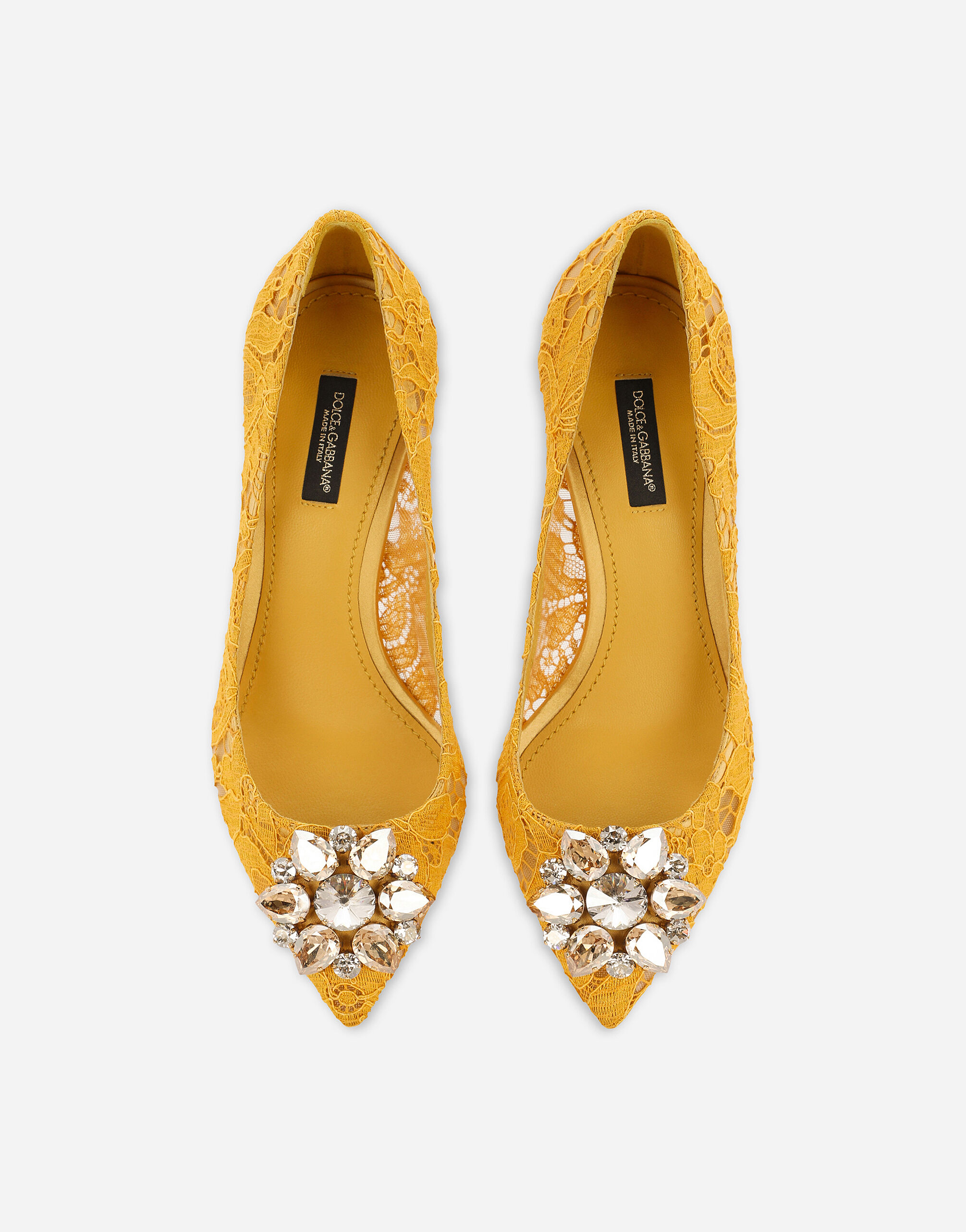 Zapato de sal n rainbow de encaje con broche en AMARILLO