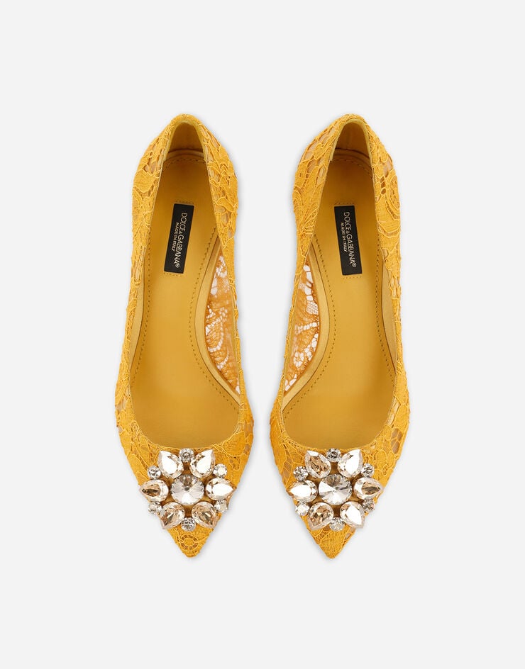 Dolce & Gabbana Lace rainbow pumps with brooch detailing Yellow CD0066AL198