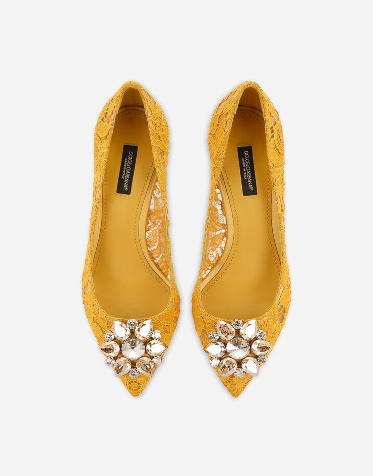 Dolce & Gabbana Lace rainbow pumps with brooch detailing Yellow CD0066AL198