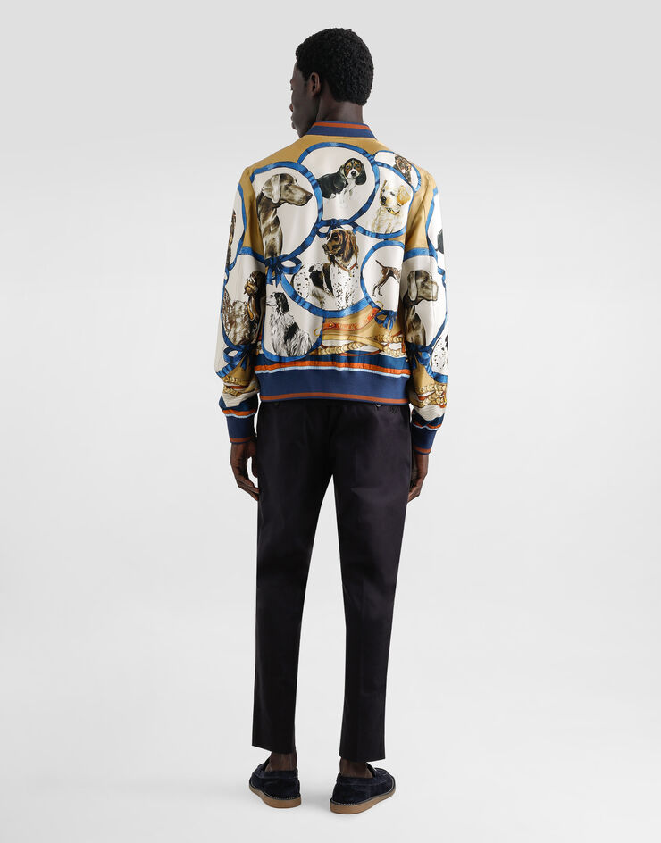 Dolce & Gabbana Silk jacket with dog print Print G9PD5THI1VU