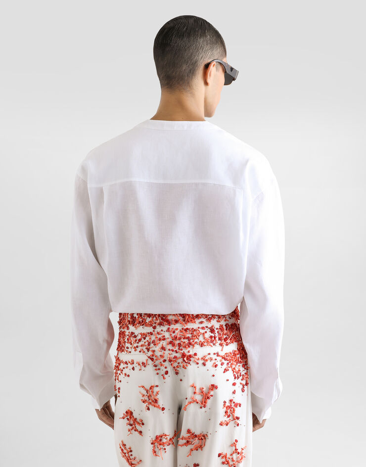 Dolce & Gabbana 카디건 버튼업 스타일 긴소매 리넨 셔츠 화이트 G5MX0TFU4JB