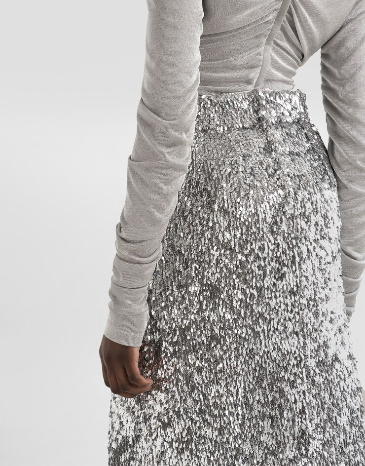 Dolce & Gabbana Lined sequin skirt Dolce & Gabbana Lined sequin skirt Silver F4DAITFLSMC