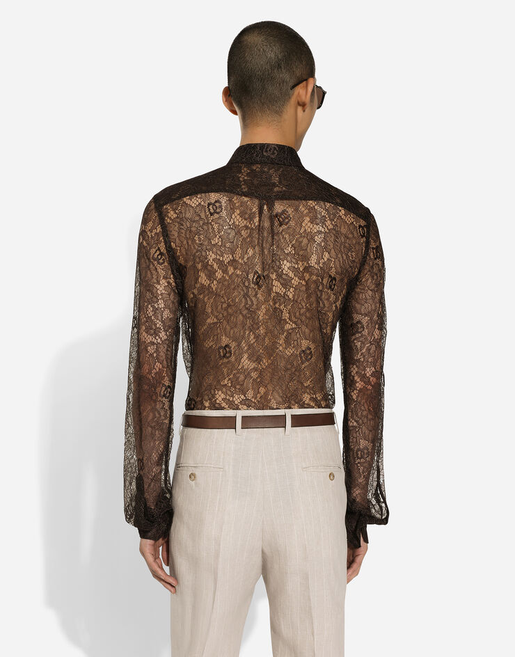Dolce & Gabbana マルティーニフィット シャンティレース シャツ ブラウン G5LP8TFL9AD
