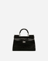 Dolce & Gabbana KIM DOLCE&GABBANA Small Sicily bag in crocodile-print calfskin and python skin Black BB7117AM851