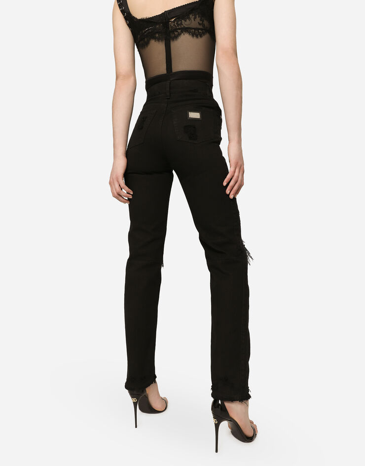 Dolce & Gabbana Boyfriend jeans with rips Black FTB4JDG902K