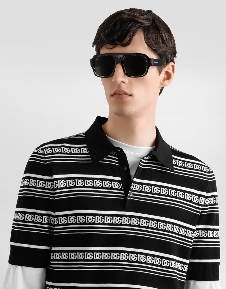 Dolce & Gabbana Maglia polo in seta logata Multicolore GXZ02TJBSN4