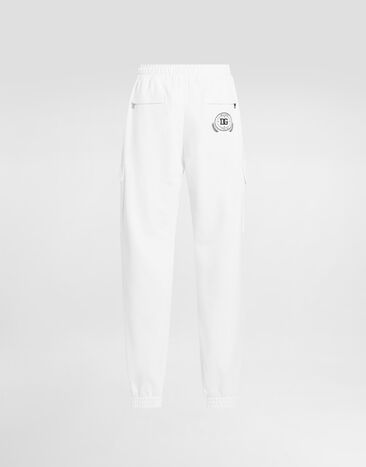 Dolce & Gabbana Cotton jogging trousers with print and embroidery White GP108ZG7PBF