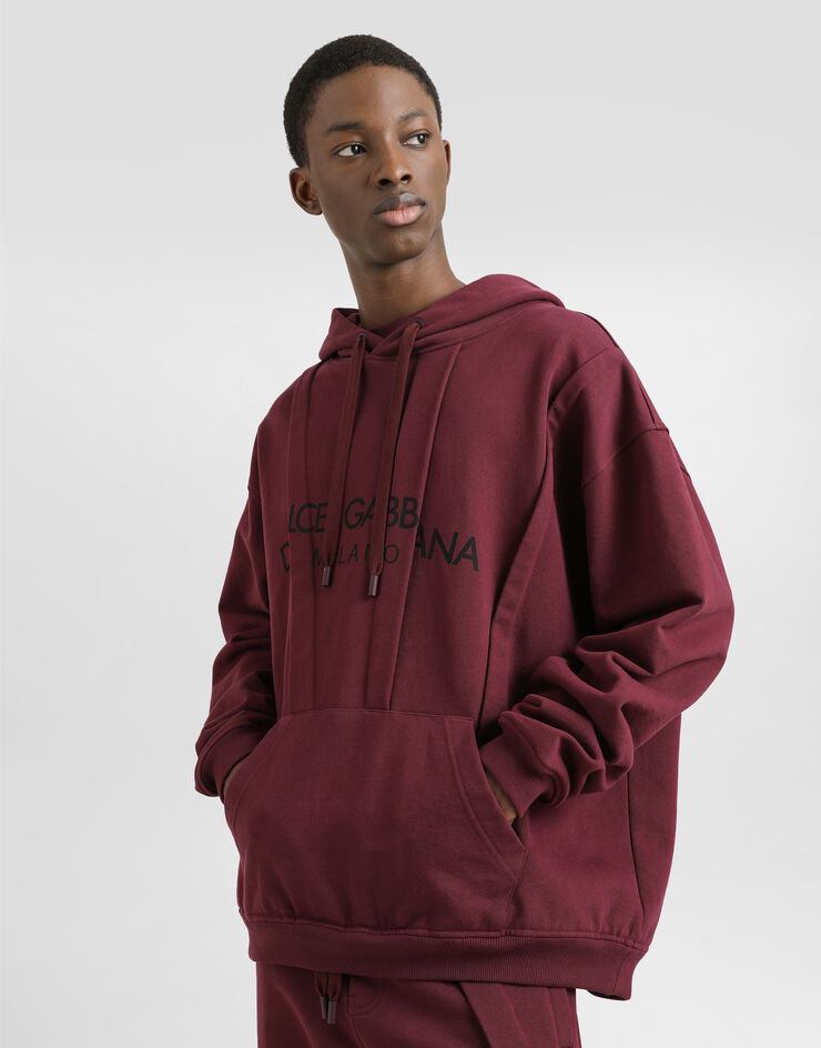 Dolce & Gabbana Cotton hoodie with logo Bordeaux G9BNNTG7O2L