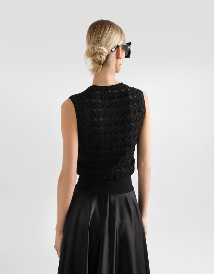Dolce & Gabbana 울 크로셰 미드카프 스커트 블랙 FXT04TJCVXE