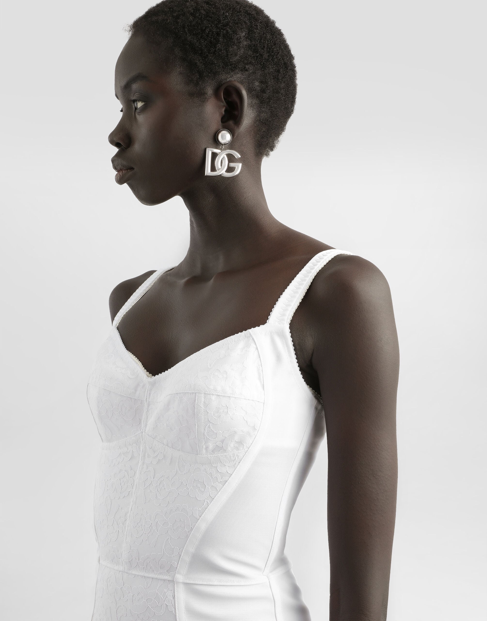 Corset-style slip dress in White for Women | Dolce&Gabbana® US