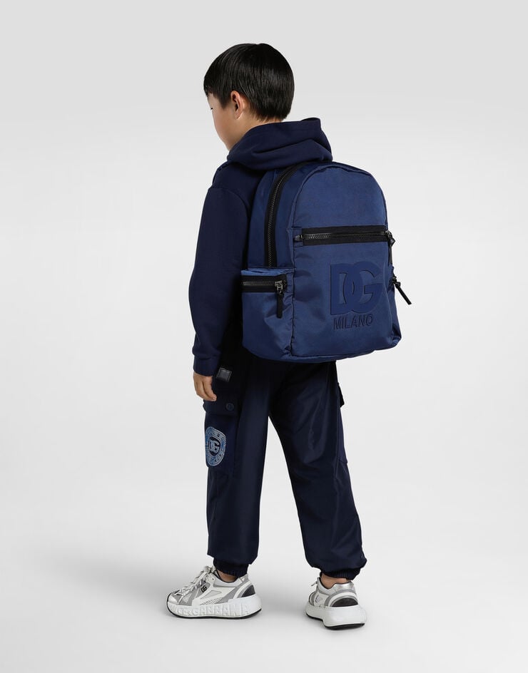 Dolce & Gabbana Jersey hoodie with Dolce&Gabbana print Blue L4JWMCG7PDQ