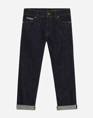 Dolce & Gabbana 5-pocket stretch denim jeans with logo tag Blue L4JQP0G7IJ8