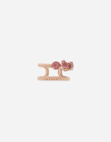Dolce & Gabbana Single earring double earcuff in red gold 18k with pink tourmalines White WEQA1GWSPBL
