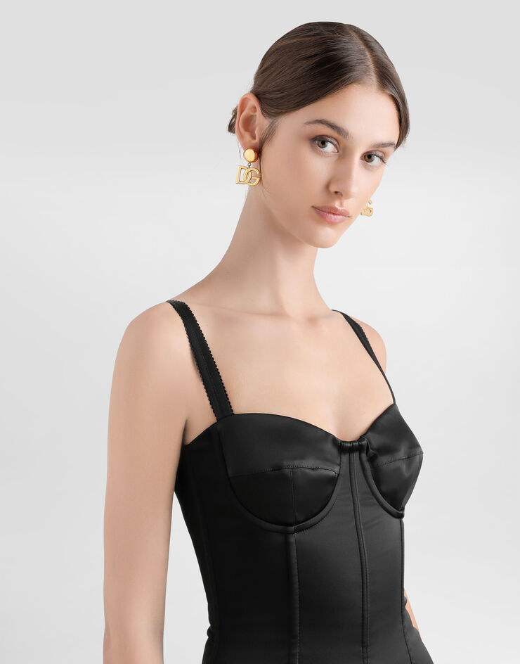 Dolce & Gabbana Miniabito a bustier in raso Nero F6CLMTFURHM