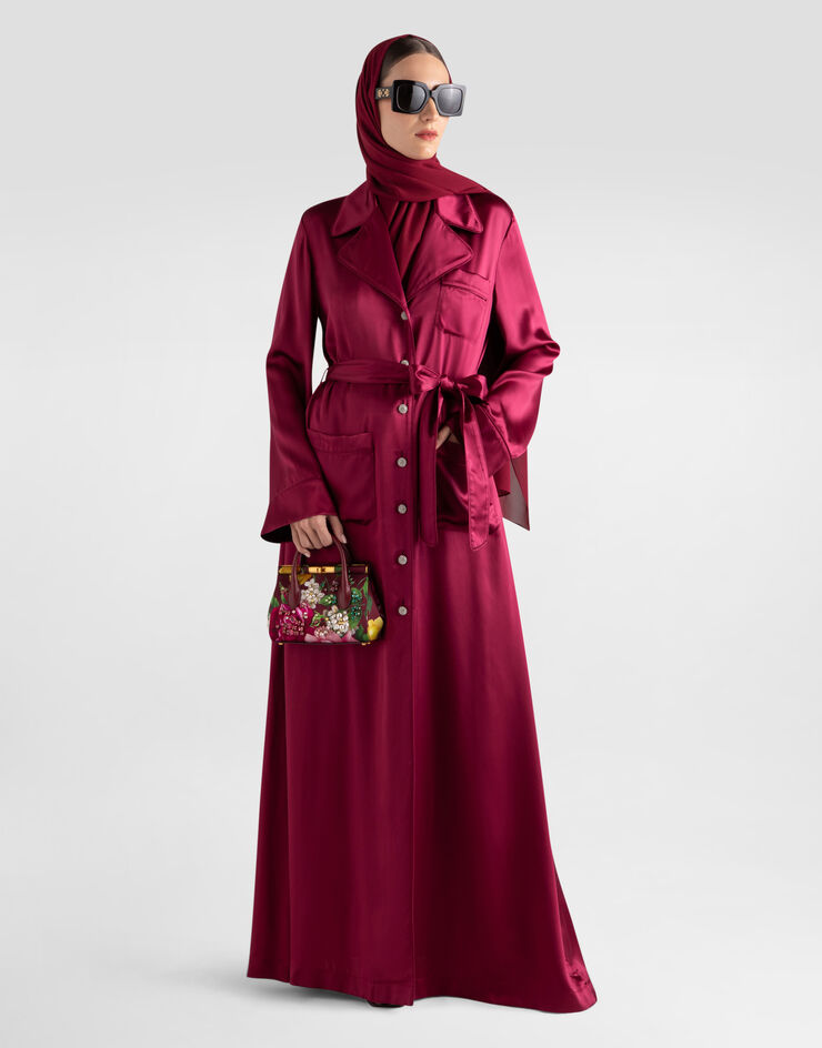 Dolce & Gabbana Single-breasted silk satin robe-style coat Bordeaux I0B65ZFU1AU