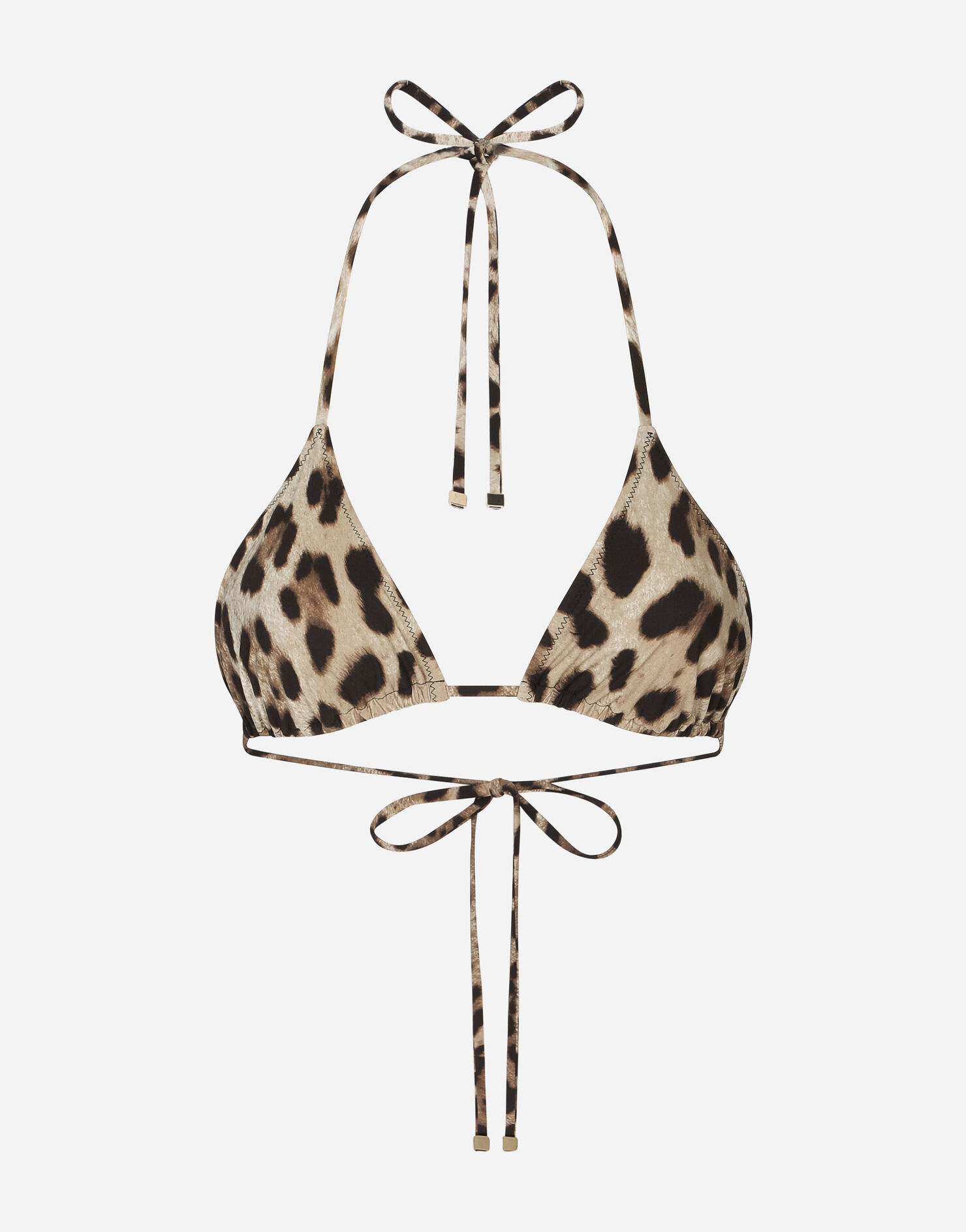 Leopard-print triangle bikini top in Multicolor for Women | Dolce