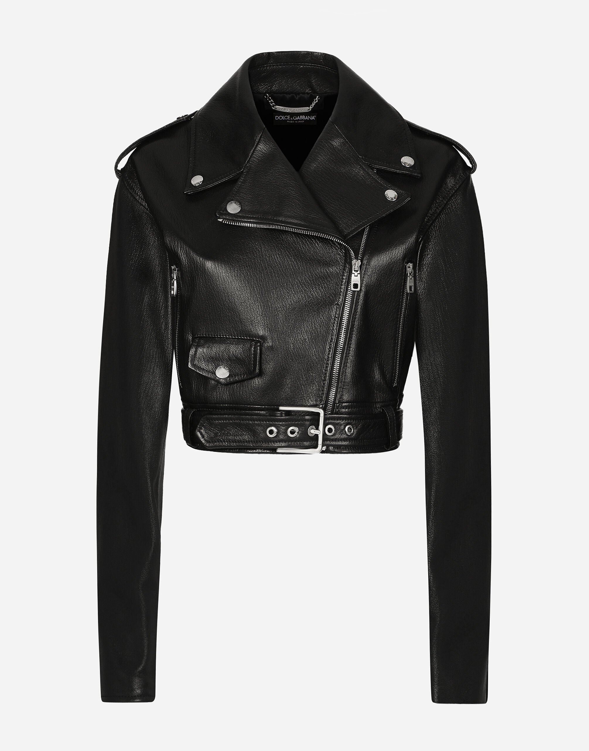Plonge nappa leather biker jacket in Black for Women Dolce Gabbana