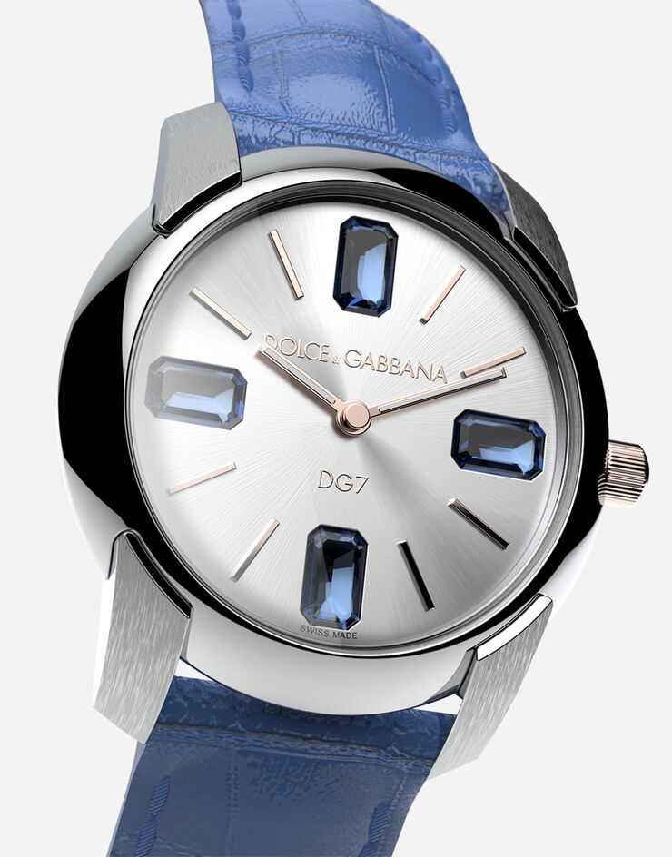 Dolce & Gabbana Uhr mit armband aus alligatorleder AZURBLAU WWRE2SXSD4A