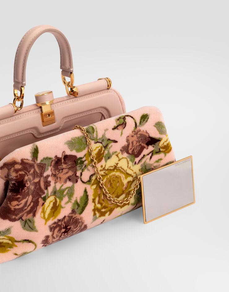 Dolce & Gabbana 그랜드마 미디엄 핸드백 벨벳 소재 스티치 자수 디테일 멀티 컬러 BB7986B3T61