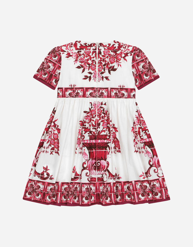 DolceGabbanaSpa Short-sleeved majolica-print poplin dress Multicolor L23DN0G7J6Z