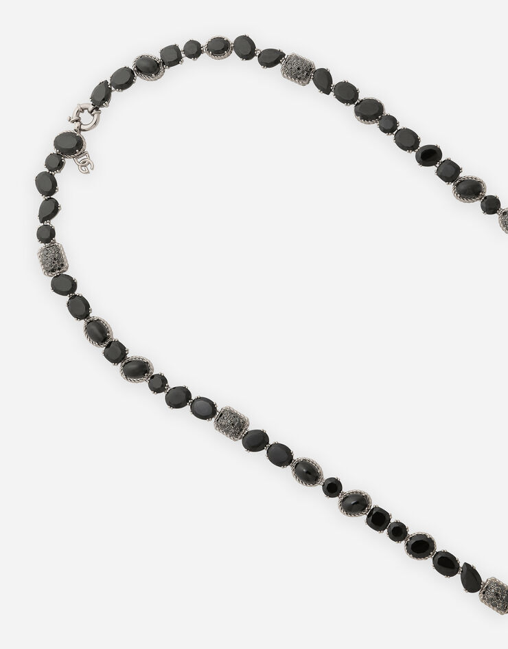 Dolce & Gabbana Collar largo Anna en oro blanco de 18 kt con espinelas negras Blanco WNQA3GWSPBL
