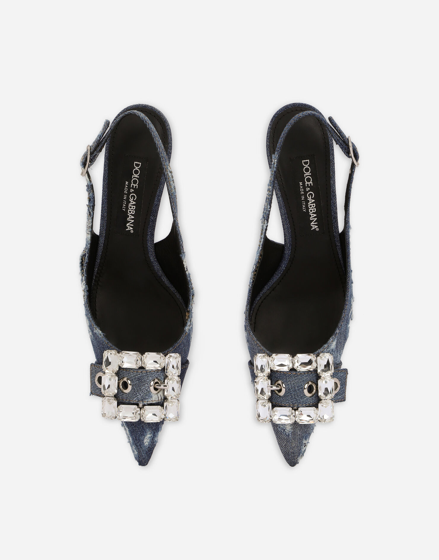 slingbacks 95 blue quilted denim