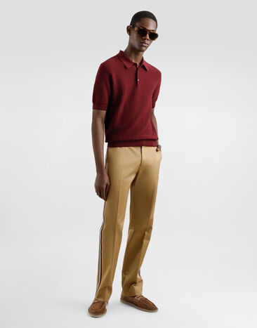 Dolce & Gabbana Polo de algodón con logotipo bordado Burdeos GXZ02ZJBCFB