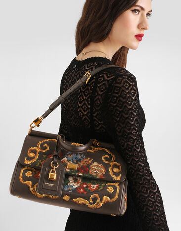 Dolce & Gabbana Medium My Sicily handbag with fine stitch embroidery Multicolor BB7782B3T62