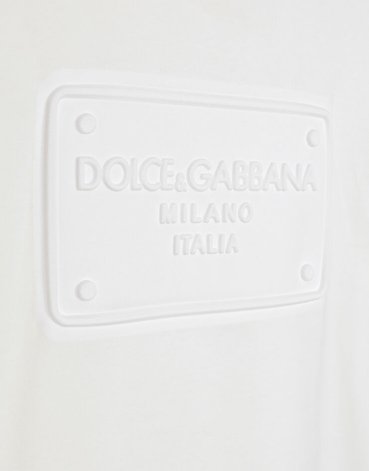 Dolce & Gabbana Baumwoll-T-Shirt mit geprägtem Logo Weiss G8KBAZG7C7U