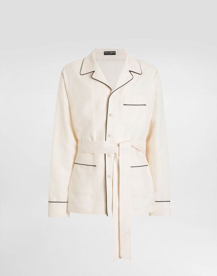 Dolce & Gabbana Linen fabric pajama jacket White G2UZ3TFU4MC