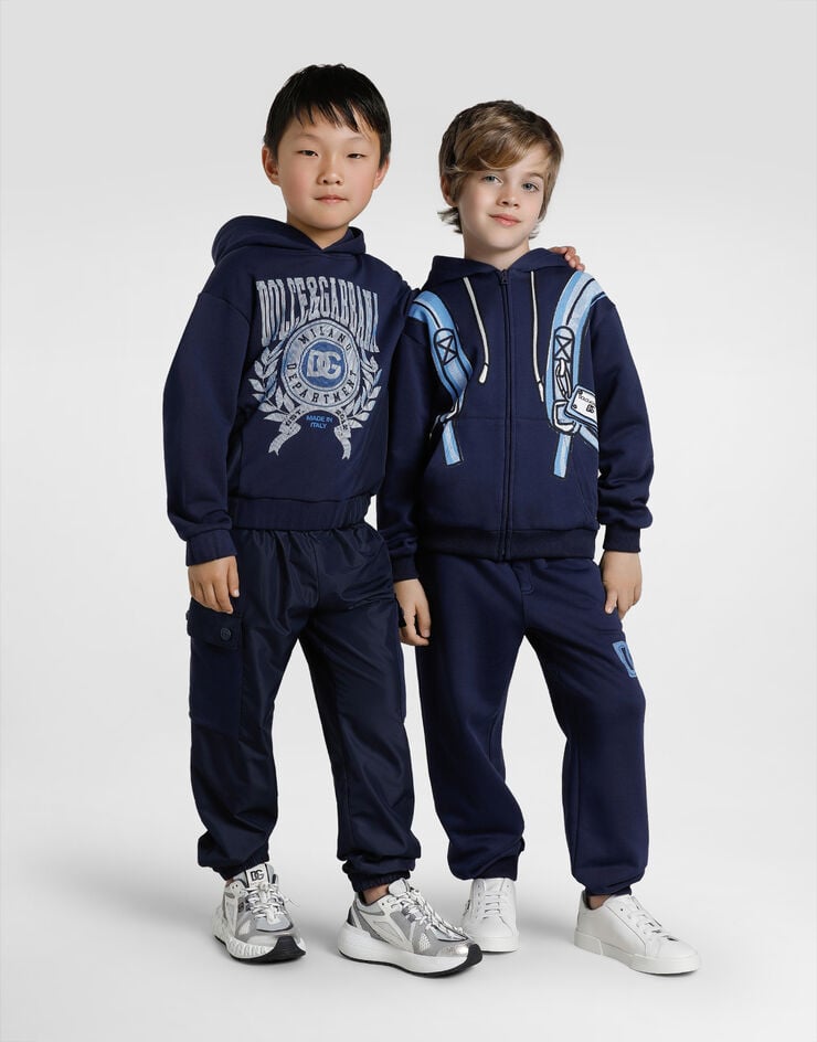 Dolce & Gabbana Jersey hoodie with Dolce&Gabbana print Blue L4JWMCG7PDQ