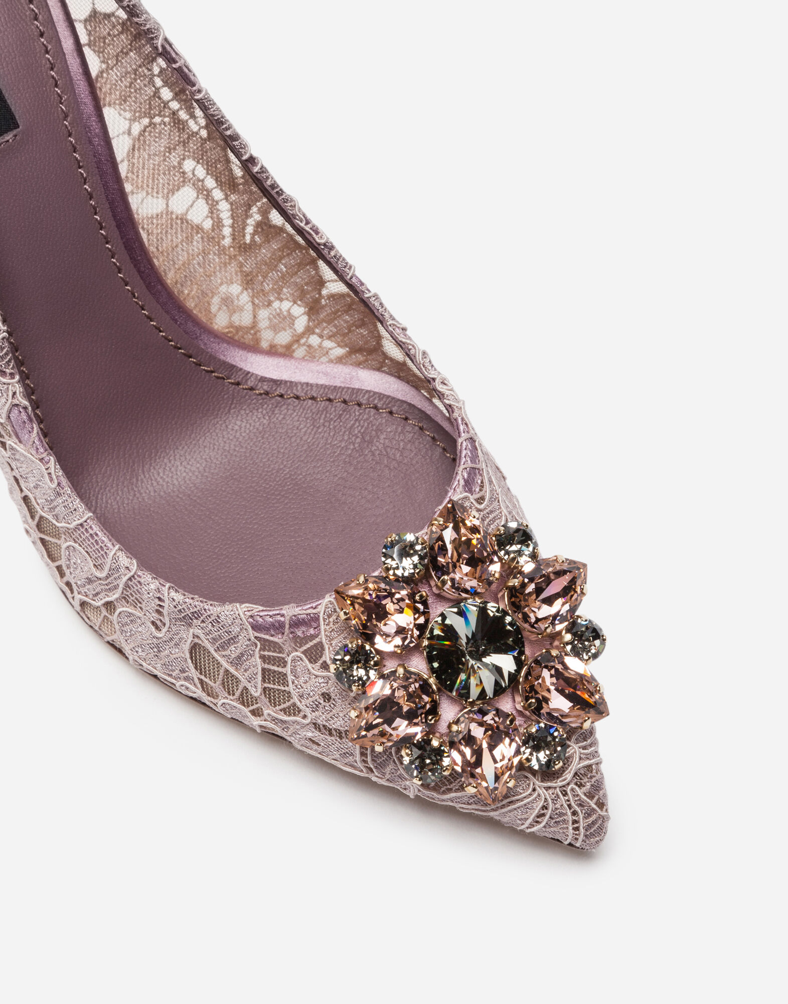 気品【Dolce & Gabbana】レース ブローチ レインボー パンプス パンプス タオルミーナ レース クリスタル - レディース
