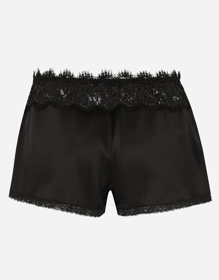 Dolce & Gabbana Satin lingerie shorts with lace details Black O3C07TFUAD8