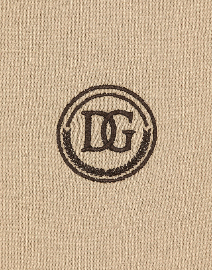 Dolce & Gabbana Kurzarm-T-Shirt mit DG-Stickerei Beige G8RN8ZG7M8X