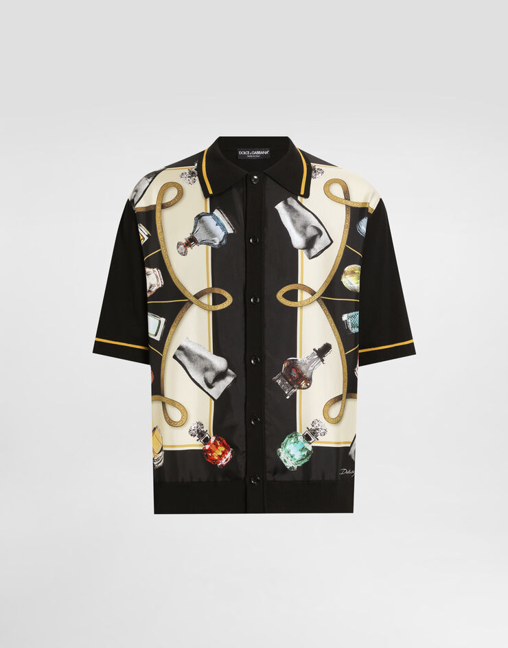 Dolce & Gabbana Silk and cotton shirt with perfume print Print GXV90TJFMKP