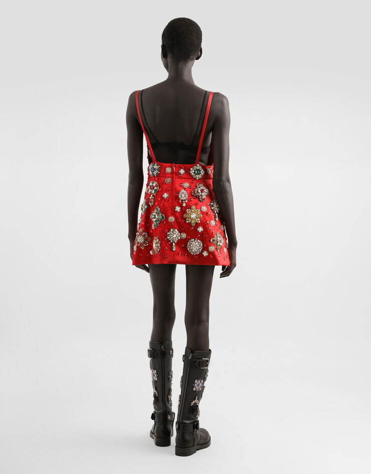 Dolce & Gabbana Satin dress with embroidery Multicolor F60FLZGDDI4