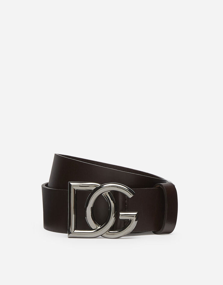 Dolce & Gabbana Leather belt with crossed DG logo BROWN BC4400AV479