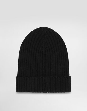 Dolce & Gabbana Knitted hat with logo plaque Black LBKH82JCVD6