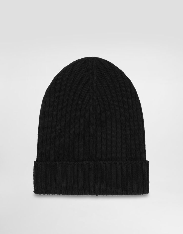 Dolce & Gabbana Knitted hat with logo plaque Black LBKH82JCVD6