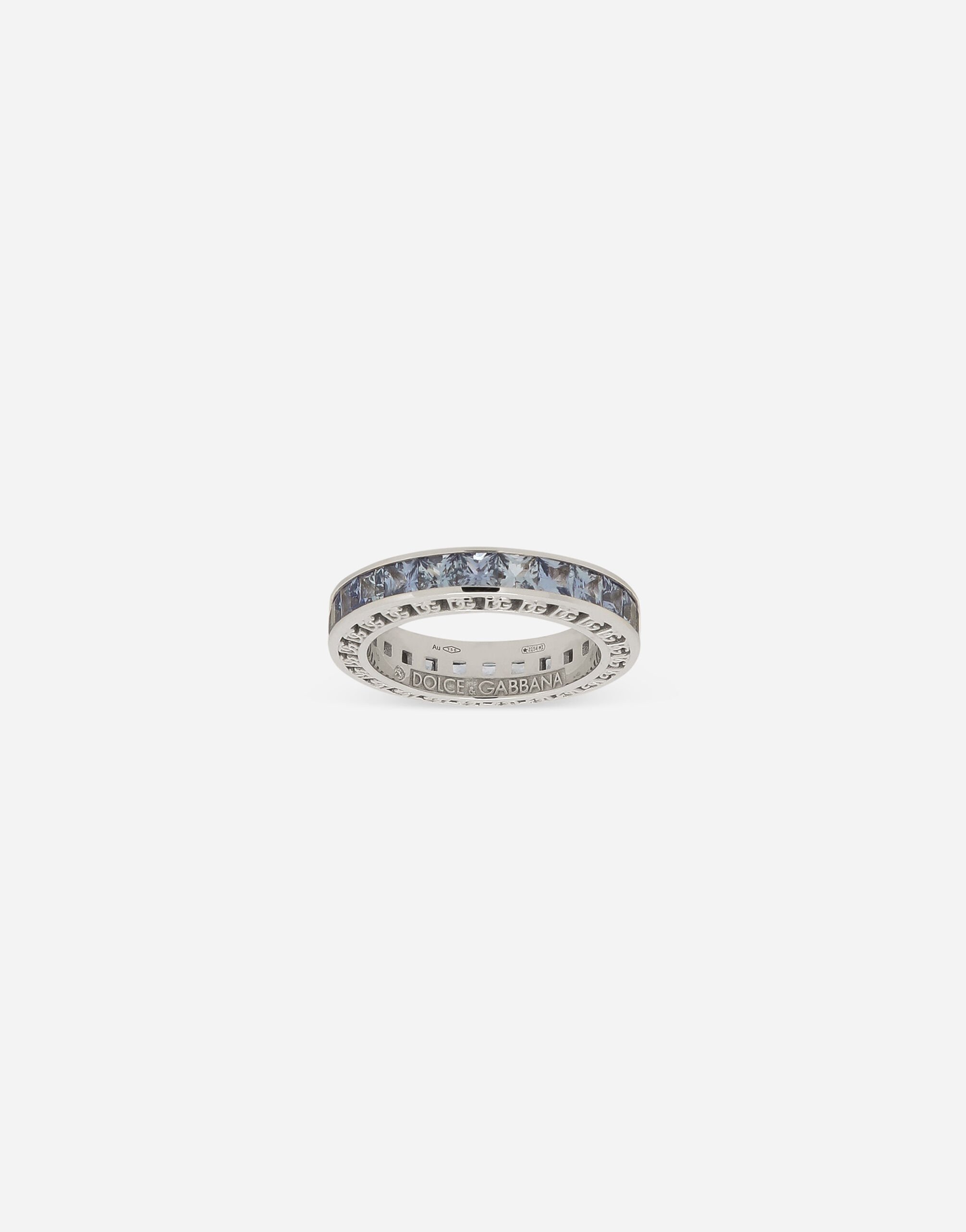 Dolce & Gabbana Bague Anna en or blanc 18 ct avec saphirs bleus Blanc WRQA1GWSPBL