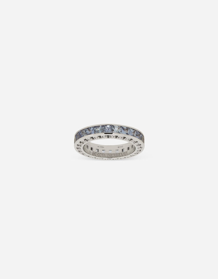 Dolce & Gabbana Bague Anna en or blanc 18 ct avec saphirs bleus Blanc WRQA6GWSALB