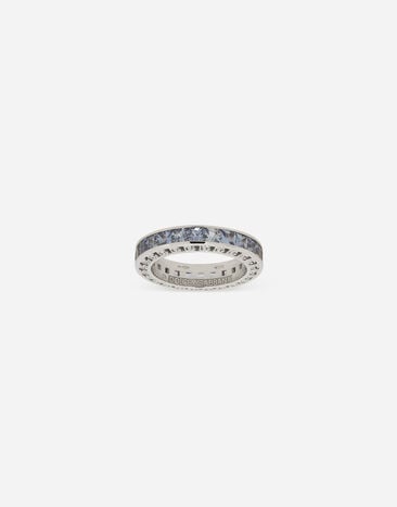 Dolce & Gabbana خاتم آنا من الذهب الأبيض عيار 18 قيراطًا بياقوت صفير أزرق أبيض WRQA1GWSPBL