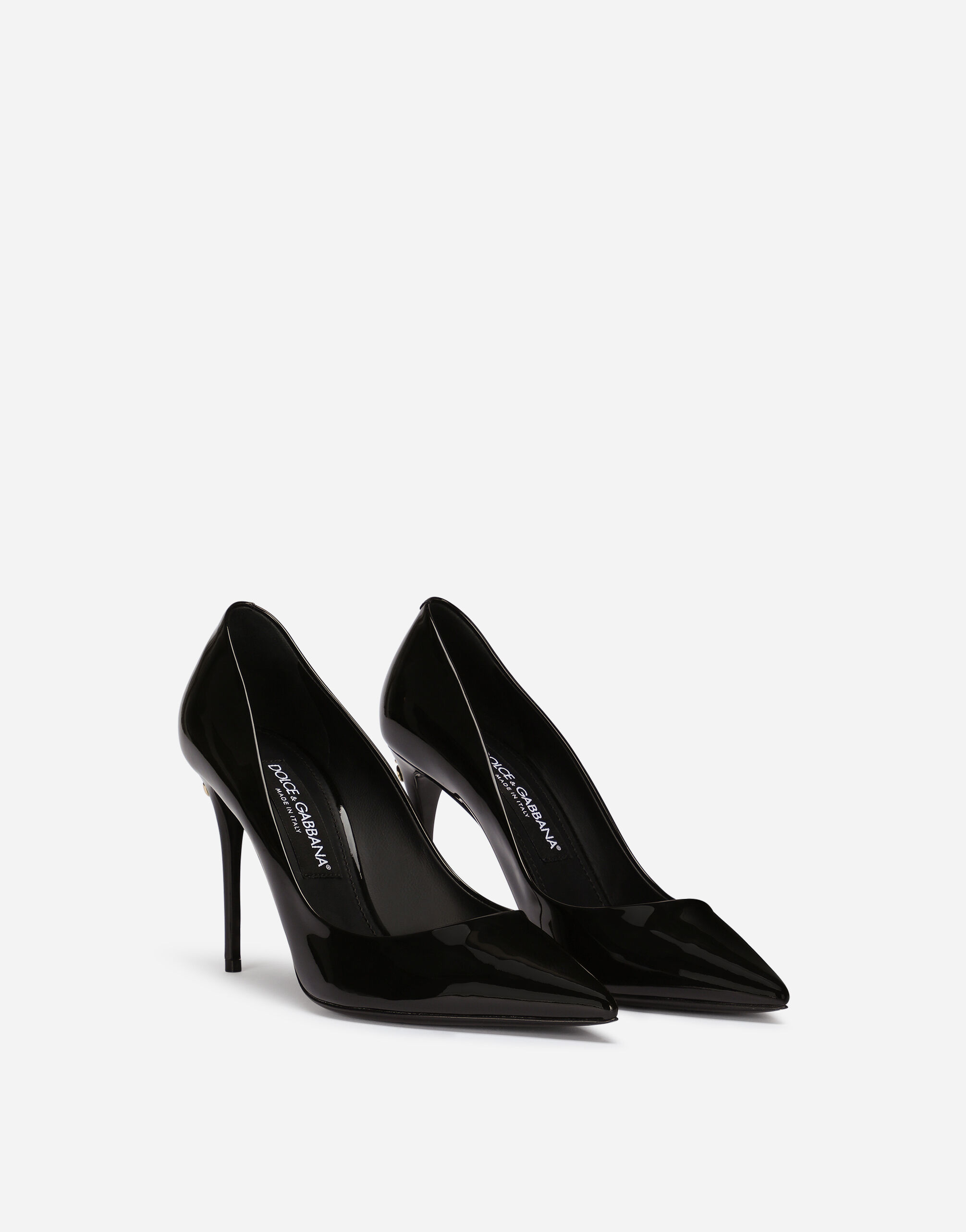 【関税＆送料込み】Dolce & Gabbana Black Leather Pumps DOLCE&GABBANA Glossed croc-effect leather pumps | NET-A-PORTER