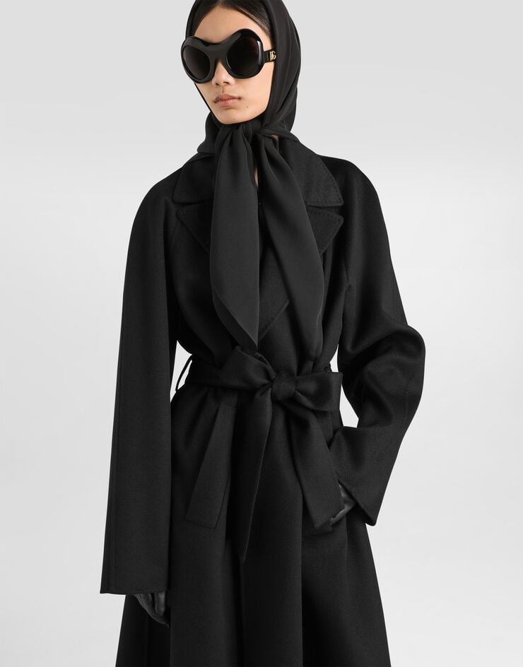 Dolce & Gabbana Double-breasted cashmere trench coat Black F0W6JTHU2BX