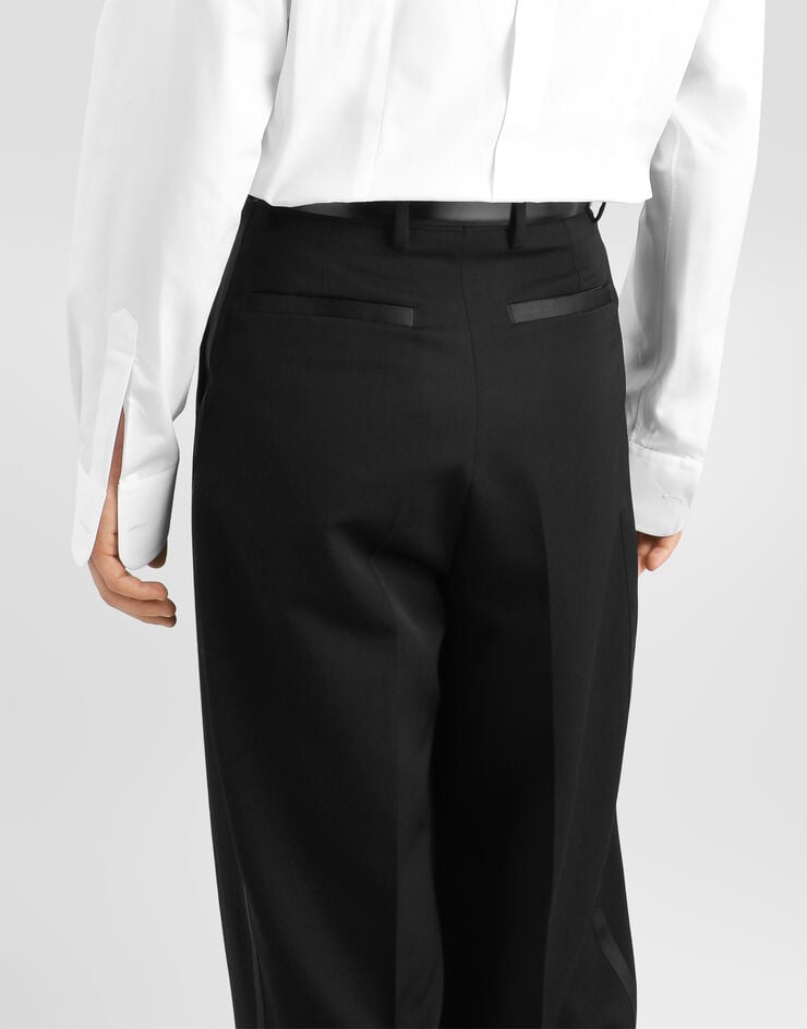 Dolce & Gabbana Pantalon en gabardine de laine Black GP17FTFU21E