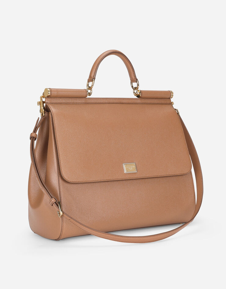 Dolce & Gabbana Large Sicily bag in Dauphine calfskin BROWN BB6582A1001