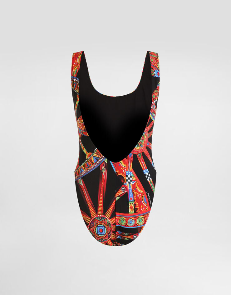 Dolce & Gabbana Bañador olímpico de una pieza con estampado carretto Multicolor O9C28JON0HE