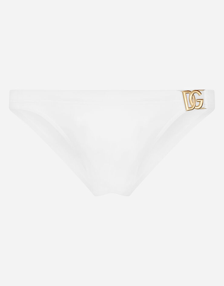 Dolce & Gabbana Swim briefs with DG logo buckle White M4A45JFUGA2